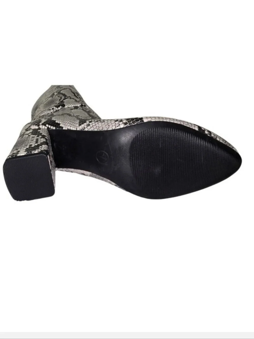 a new day Snake-Print Over-the-Knee Block Heel Boots - White, Gray